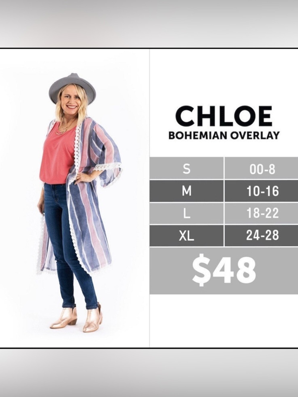 LuLaRoe Chloe Blue and Green Marble Bohemian Overlay - Picture 5 of 5